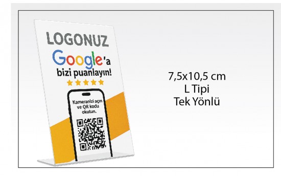 Masa Üstü Google Yorum Standı – QR Kodlu Geri Bildirim Ünitesi