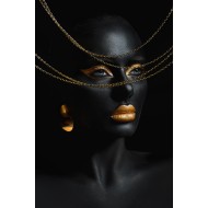 Siyah ve Altın Renkte Güzel Kadın Tablosu 2