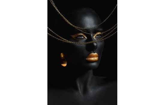 Siyah ve Altın Renkte Güzel Kadın Tablosu 2