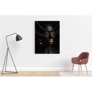 Siyah ve Altın Renkte Güzel Kadın Tablosu 2