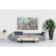 Yağlı Boya Görünümlü Sanatsal Çiçek Tablosu