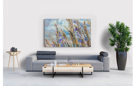 Yağlı Boya Görünümlü Sanatsal Çiçek Tablosu