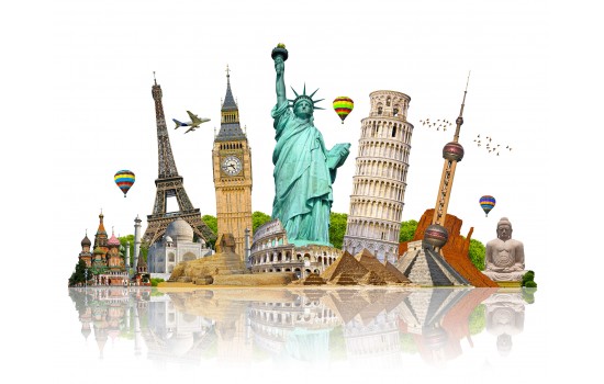 İllüstrasyon Dünyadaki Ünlü Anıtlar Tablosu